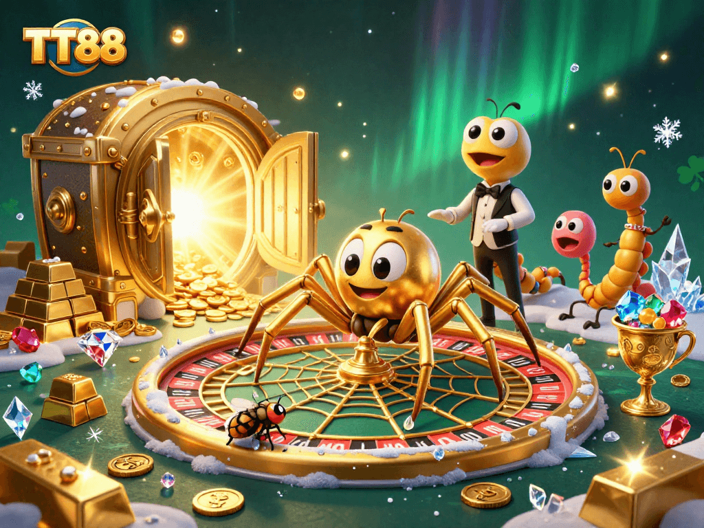 Experience thrilling betting at TT88's golden roulette, featuring vibrant gaming elements.