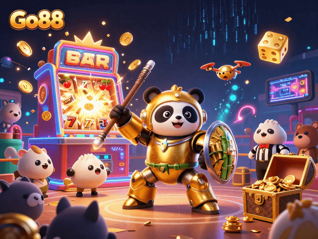 Experience Go88's thrilling slot action with vibrant gaming elements in an electrifying arena