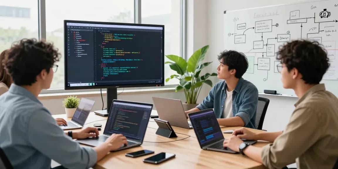 Dynamic teamwork at Crush AI workspace showcasing collaboration on innovative coding projects.