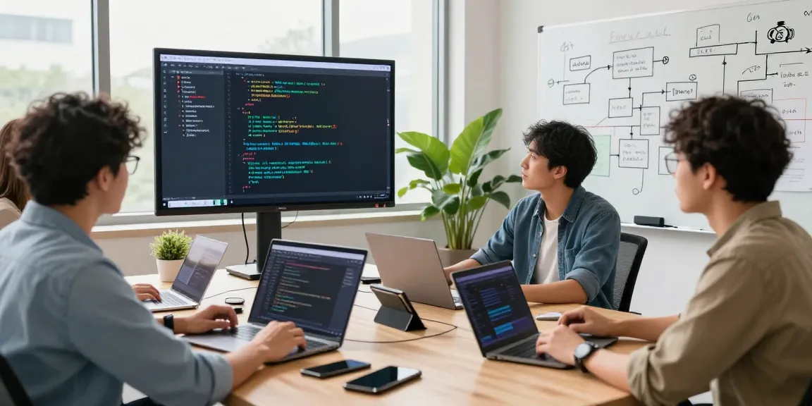Dynamic teamwork at Crush AI workspace showcasing collaboration on innovative coding projects.