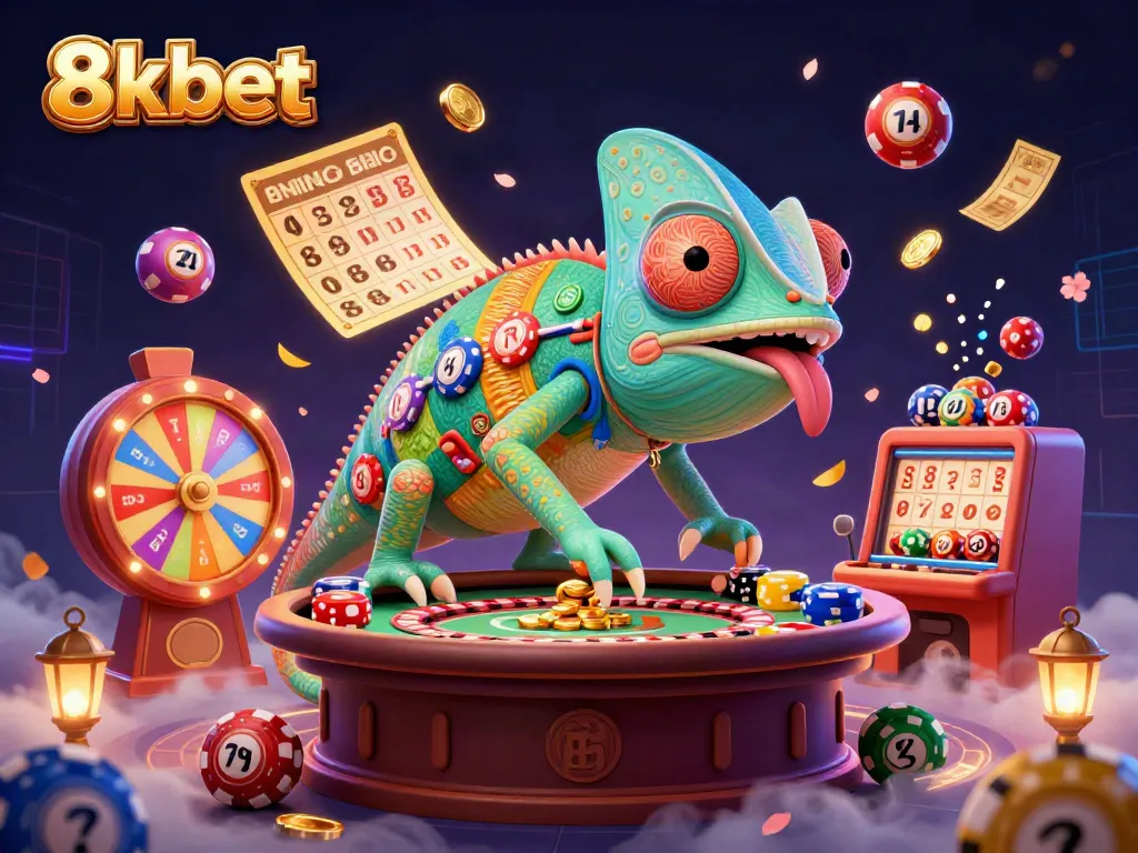 Experience thrilling gaming at 8xbet with the vibrant 3D casino scene of rich colors and dynamic elements.
