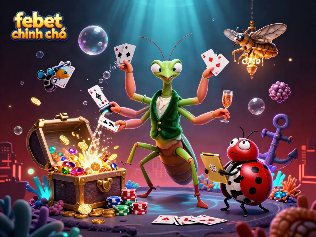 Experience the thrill of online gaming with febet chính chủ, featuring vibrant casino elements and characters.