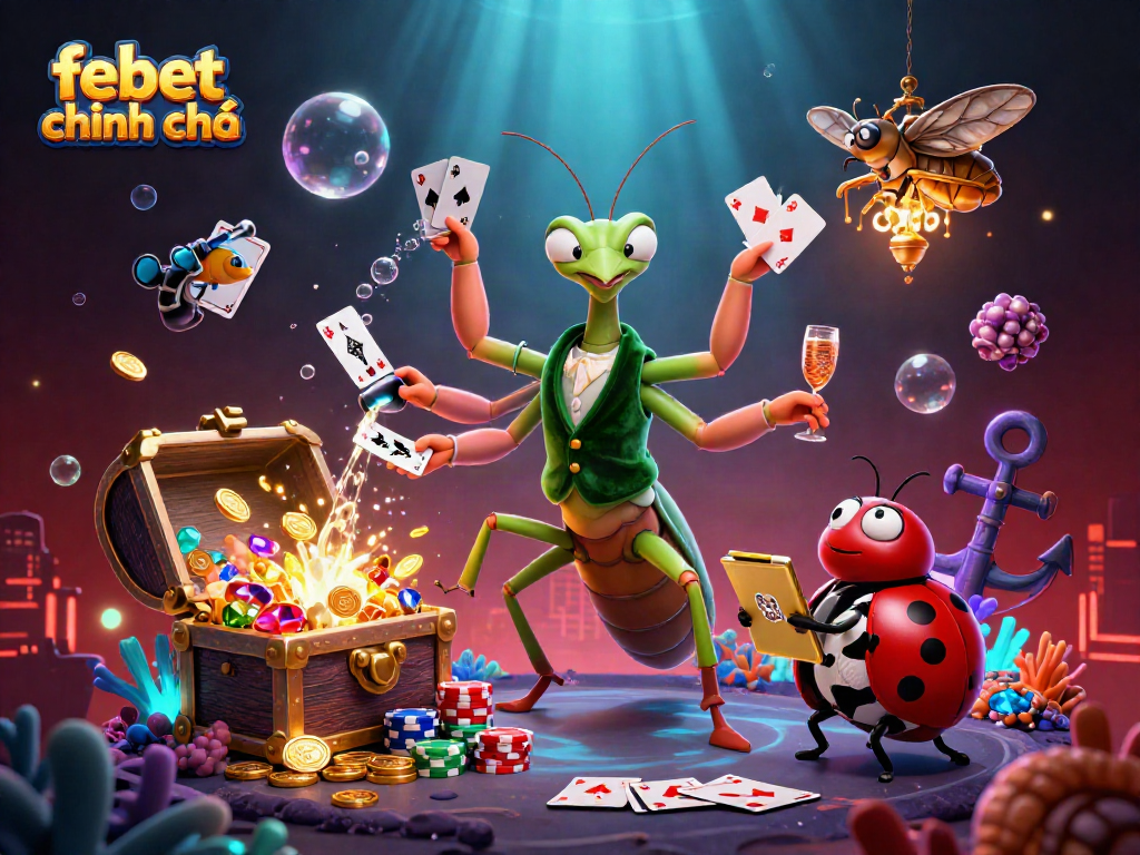 Experience the thrill of online gaming with febet chính chủ, featuring vibrant casino elements and characters.