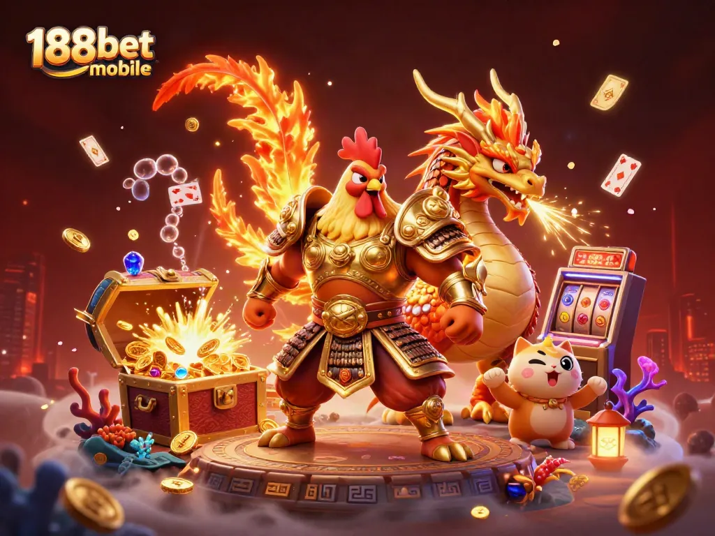 Experience the excitement of the 188bet mobile with dynamic characters and casino-themed elements.