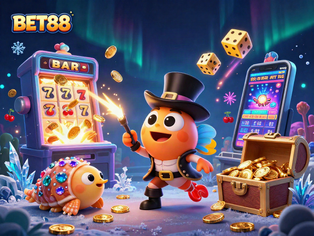 BET88 trải nghiệm không gian casino sống động với hình ảnh cá anglerfish, tôm hùm và ốc trang sức