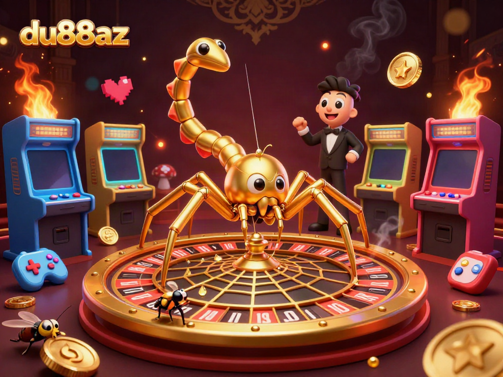 Experience thrilling bets at du88az with a golden spider spinning a roulette web.