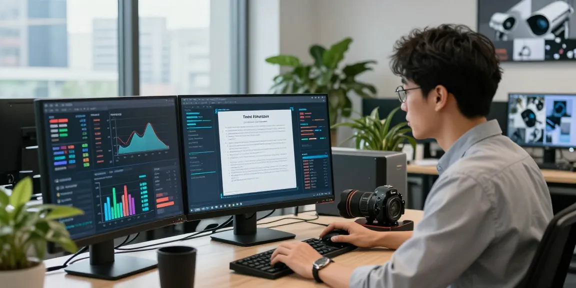 Document fraud detection analysis in a tech-savvy workspace with AI visualizations and real-time data.