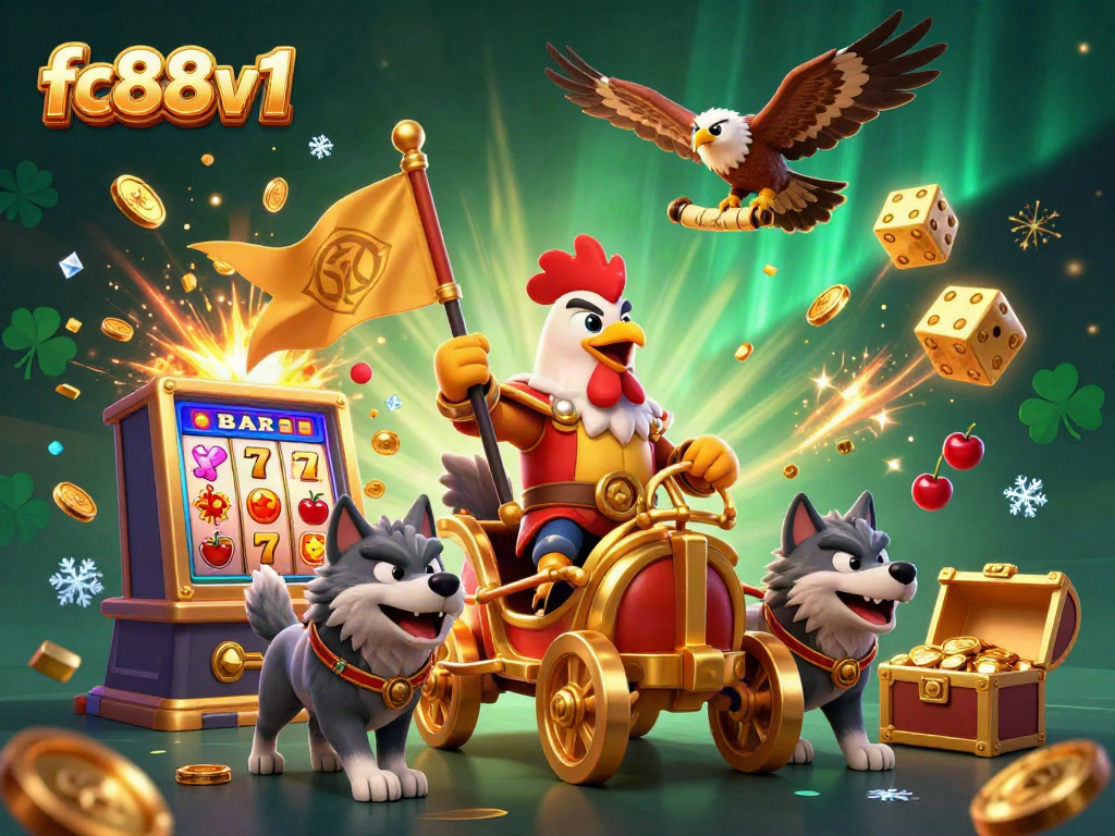 Experience the vibrant casino action at fc88v1 with a 3D rooster warlord and thrilling jackpot elements.