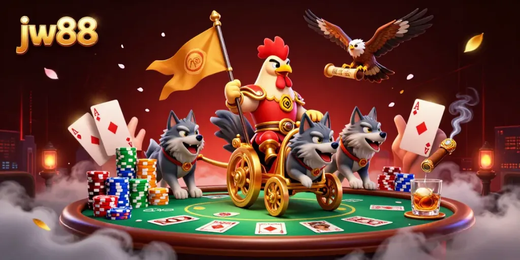 Engage with jw88 in this dynamic casino scene featuring thrilling poker action and vibrant characters.
