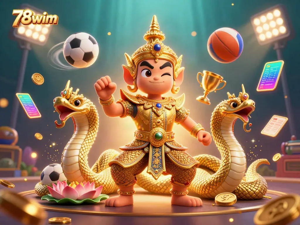Experience thrilling moments with 78wim’s vibrant 3D casino illustration filled with action and character.