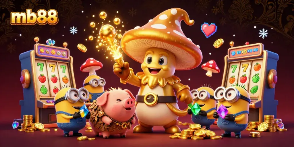 Players enjoy thrilling slot games at mb88, featuring golden wizard characters and shimmering jackpots.
