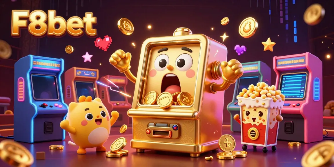 Win big with F8bet's colorful slot machines and arcade vibes, celebrating jackpots!