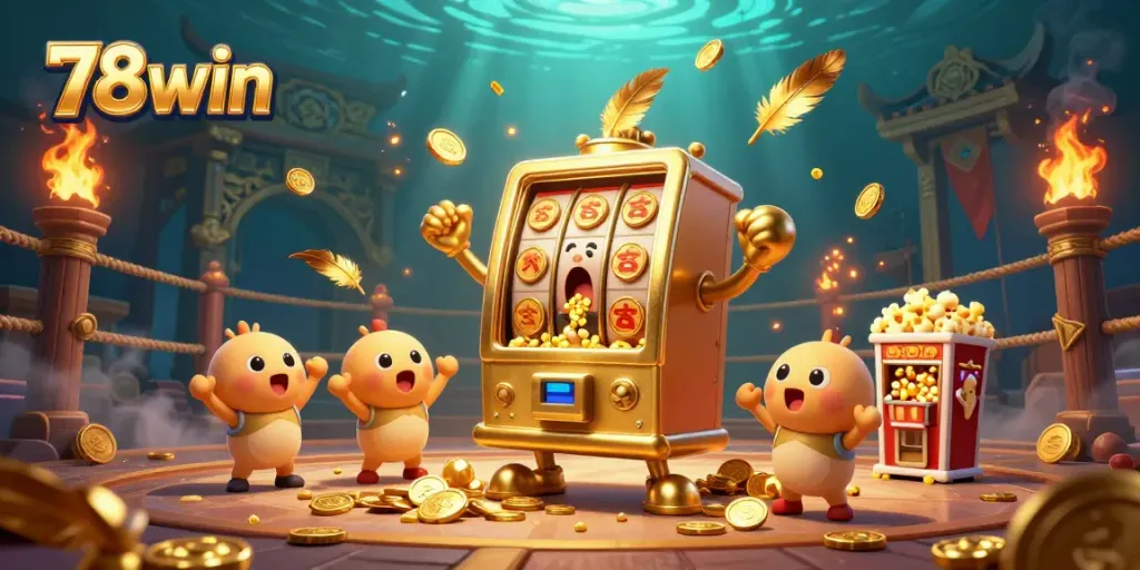 Experience thrilling wins with 78win's vibrant 3D slot machines amidst stunning casino graphics.