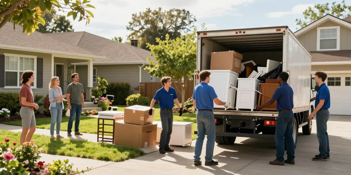 target Junk Removal Vancouver team loading junk into truck in residential area
