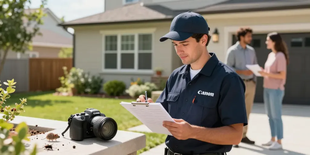 Calgary pest control technician inspecting a home for pests with advanced equipment.