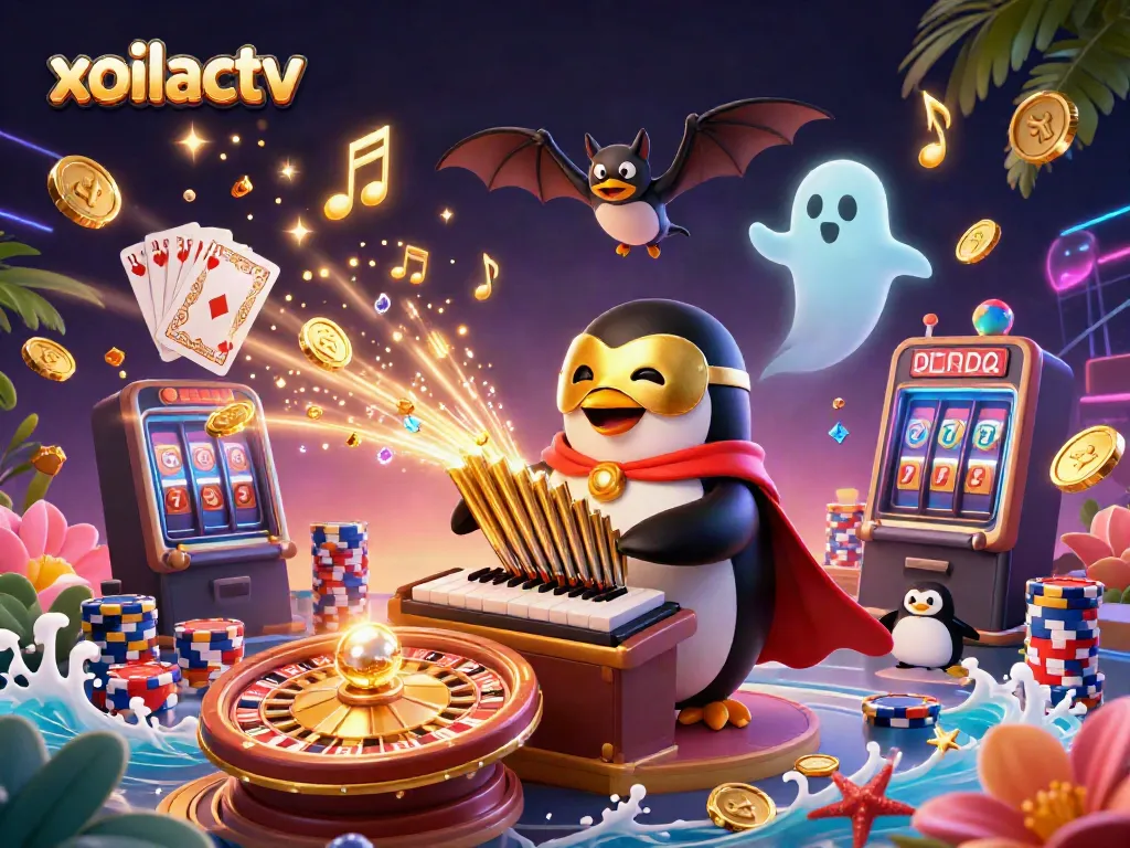Xoilactv offers dynamic online gambling excitement with a 3D cartoon penguin and enchanting elements.