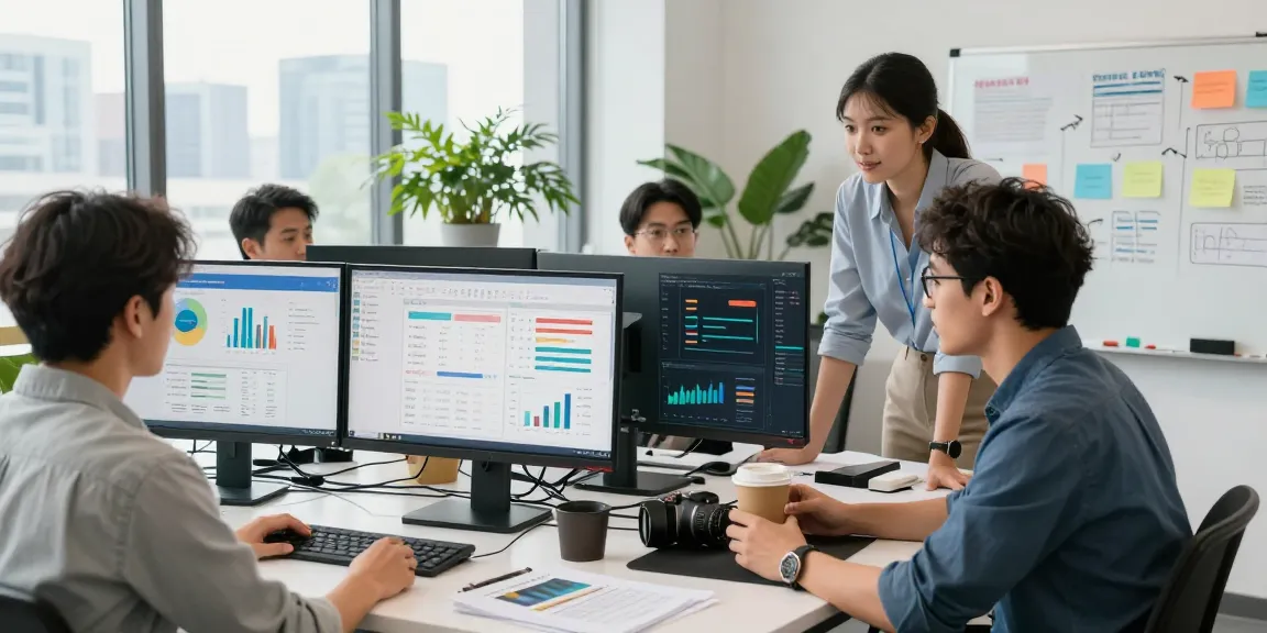 SEO specialist analyzing data in a vibrant office space, highlighting search engine optimization services Canada.