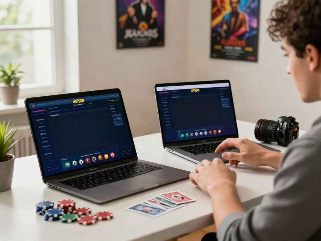 Engaging user experience on https://sky88tg.com/ in a stylish home office.