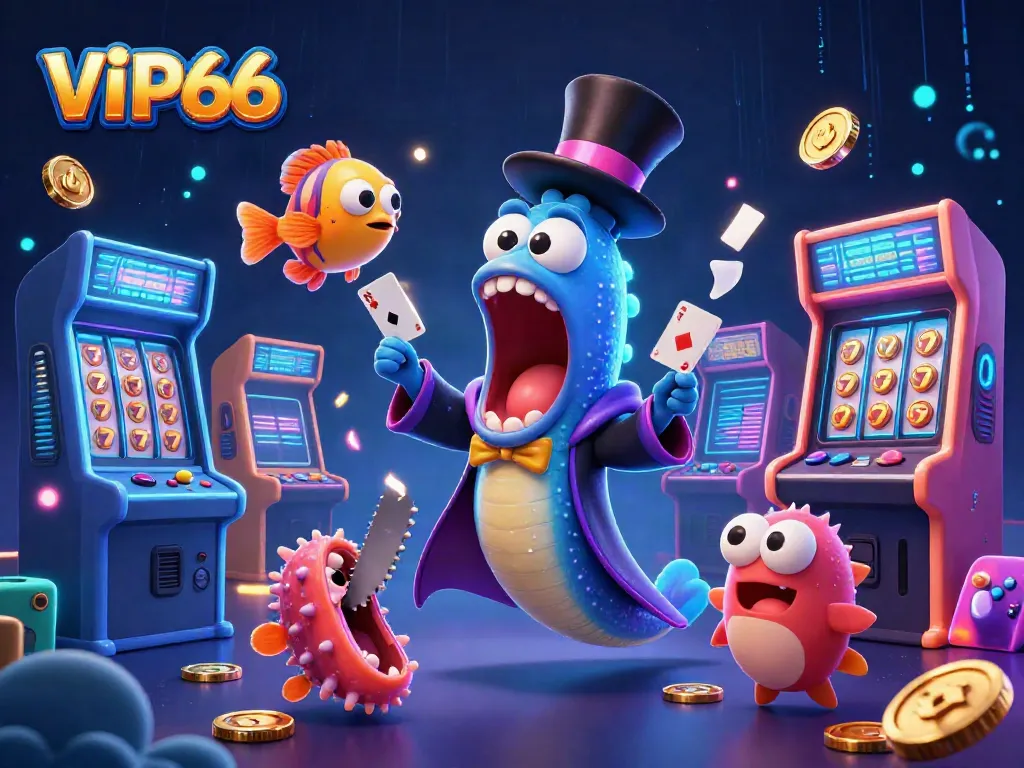Experience thrilling card tricks at VIP66 featuring vibrant casino elements in a dynamic underwater scene.