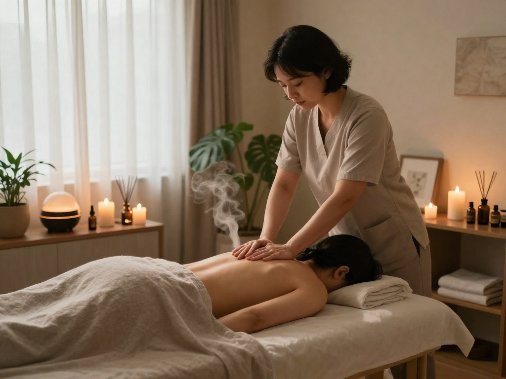 Relaxing massage therapy session showcasing 남양주출장안마 in a serene wellness studio with soothing atmosphere.
