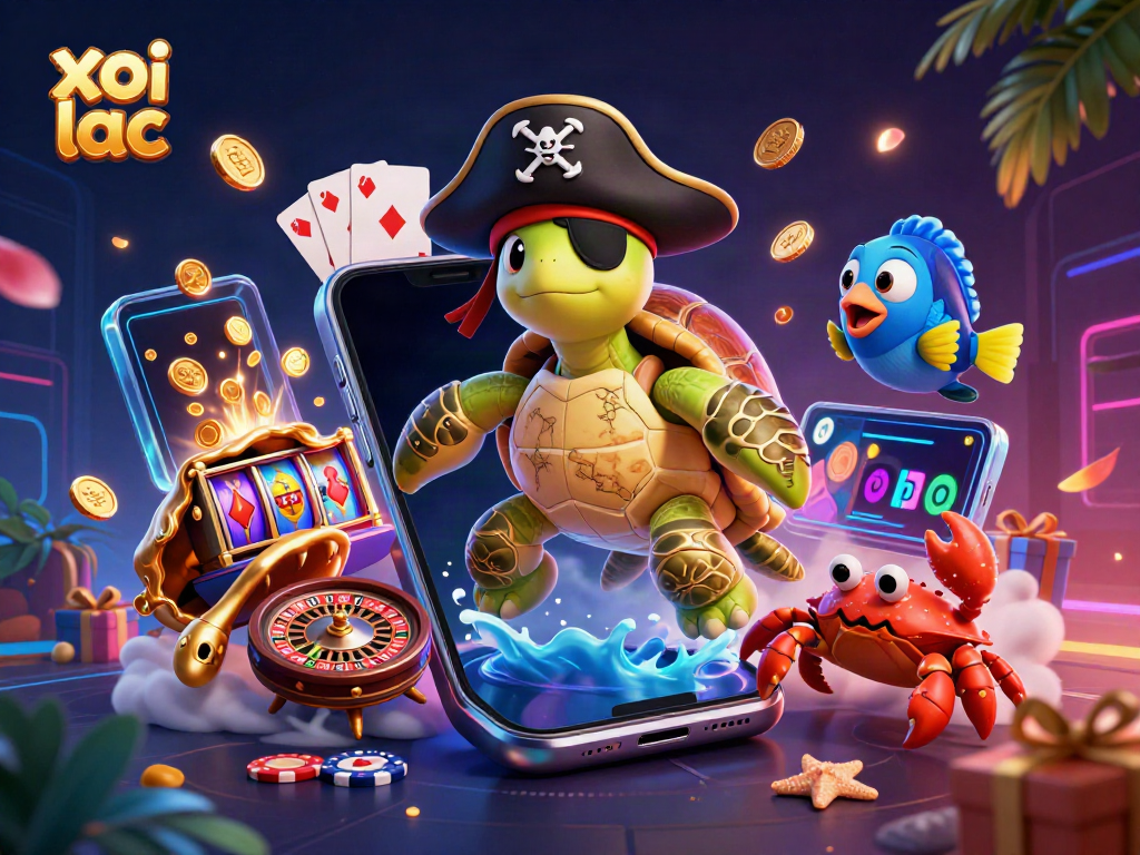 Engage in immersive xoi lac gaming with a diverse underwater crew surrounded by exciting casino elements.