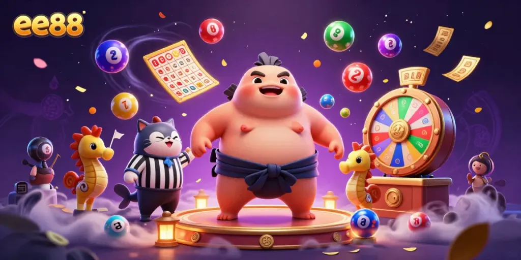 Experience the excitement of ee88 with a playful blowfish in a vibrant underwater casino scene.