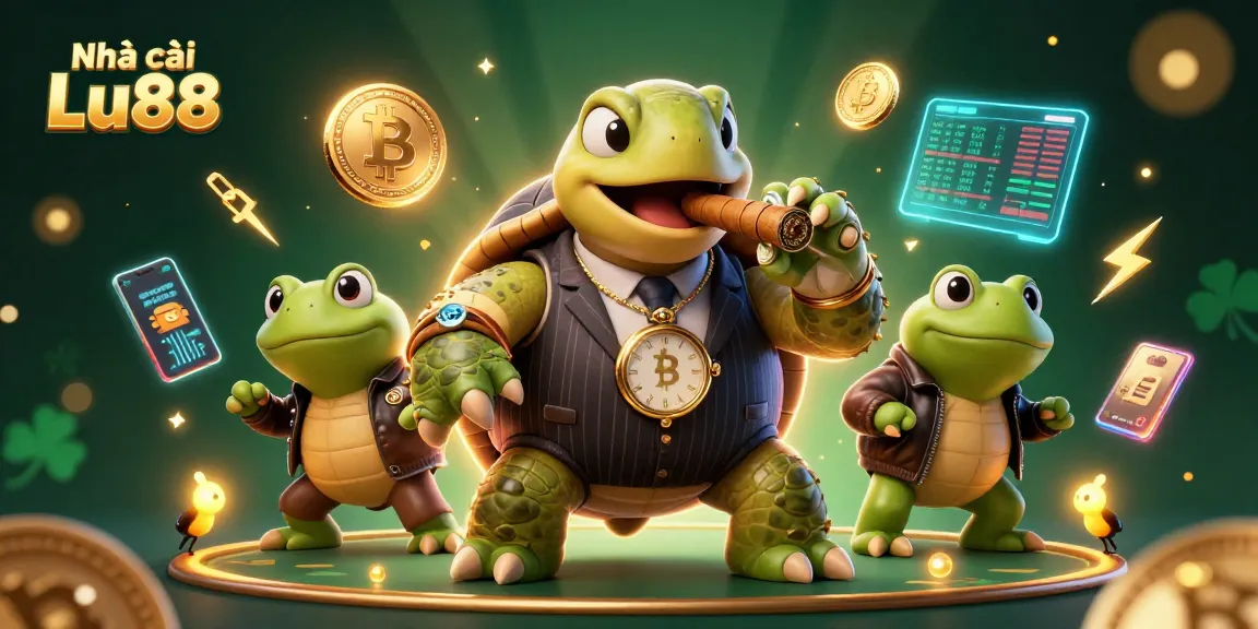 Engage with Nhà cái Lu88 through thrilling casino adventures featuring a cartoon turtle and frog enforcers.