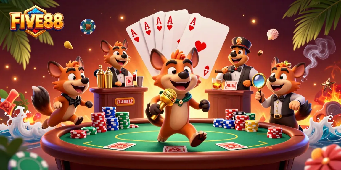 Experience FIVE88's lively casino atmosphere with animated hyenas entertaining at the club.