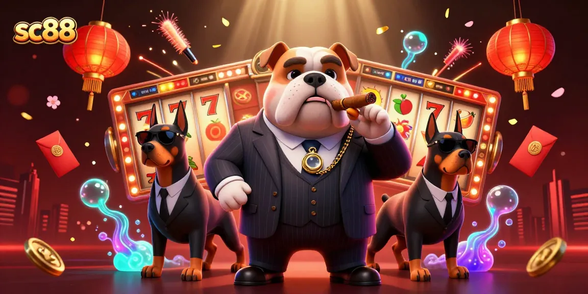 Experience SC88 gaming action with a vibrant casino scene, featuring slot reels and a mafia boss.