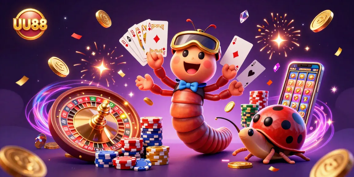 UU88 showcases a vibrant casino scene with a 3D millipede dealer and exciting gameplay elements.