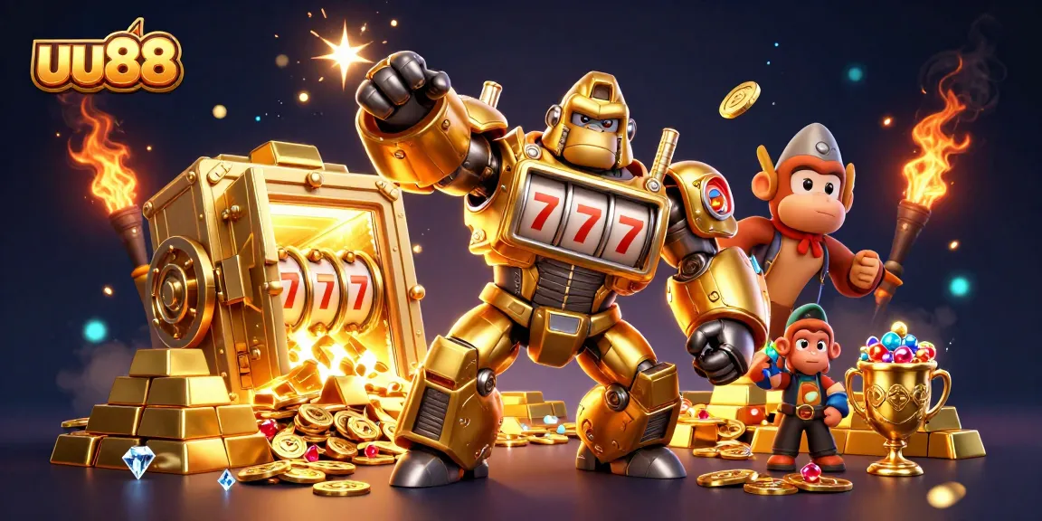 Experience thrilling jackpots at uu88 with our golden gorilla mech and sparkling treasures!