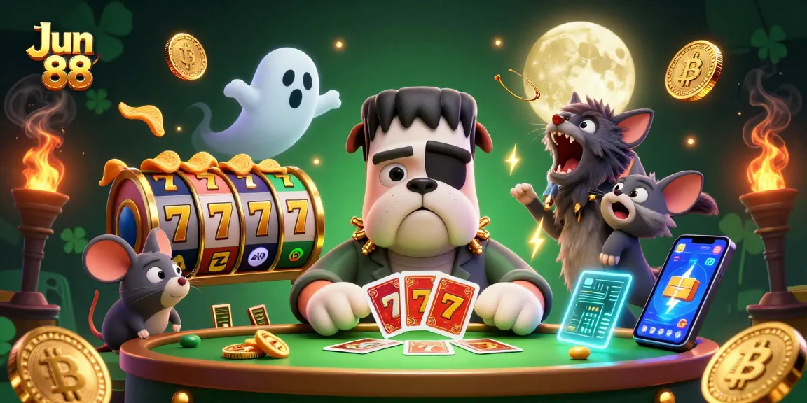 Engage with Jun 88's thrilling casino experience, featuring a monster dealer and exciting gameplay elements.